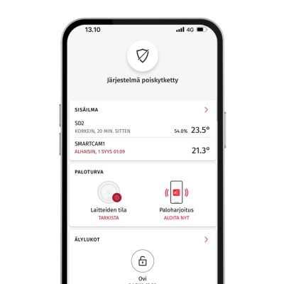 Verisure-sovelluksen etusivu.