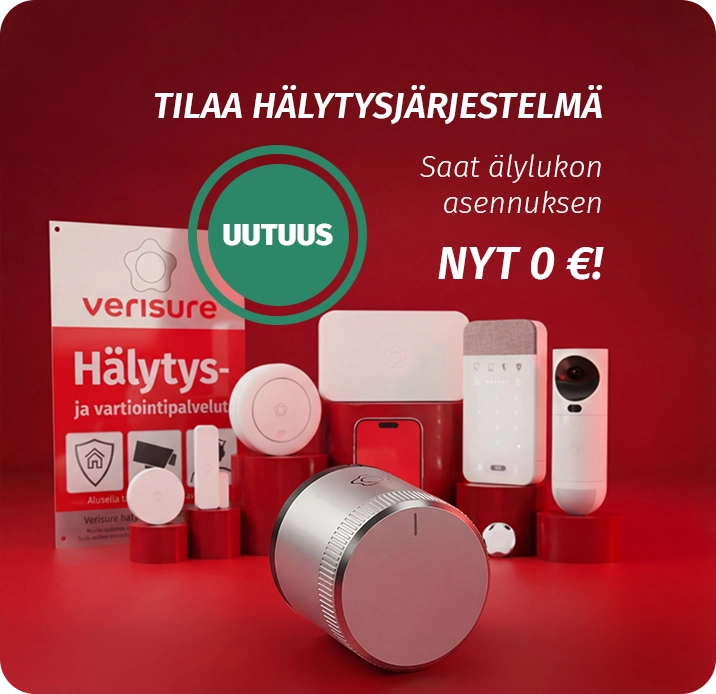 Verisuren tuoteperheen laitteet punaisella taustalla.
