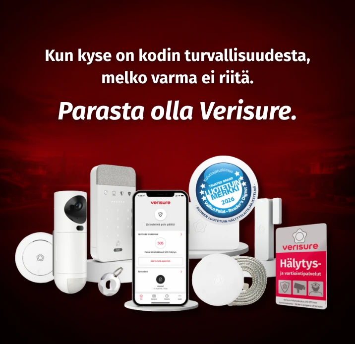 Verisuren tuoteperheen laitteet. Taustalla kesäinen maisema.