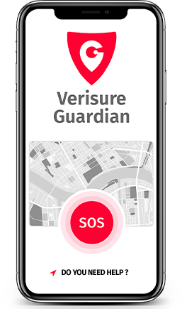 Verisure Guardian -sovellus, jossa SOS-painike.