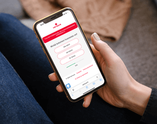 Pariskunta istuu sohvalla ja katsoo tablettia.