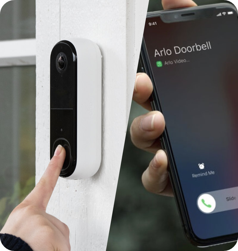 arlo video-ovikello ovessa ja älylukko