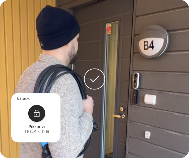 mies ovella älylukko