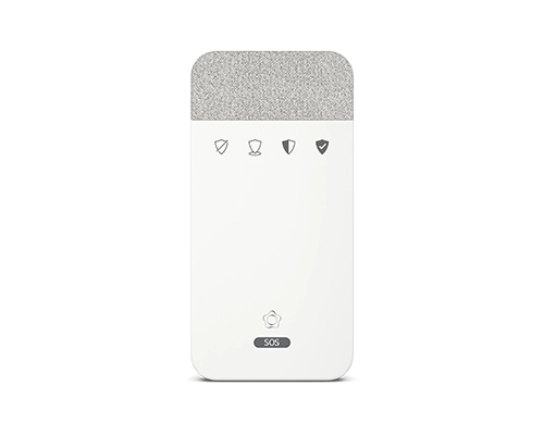 Verisuren valkoinen käyttönäppäimistö, jossa on kosketusnäyttö ja puhekeskus.