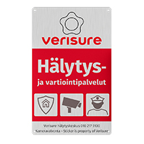 Verisure-hälytysjärjestelmän kyltti.