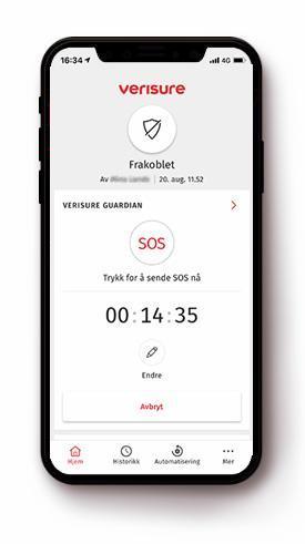 Viivästetty SOS-hälytys Verisuren sovelluksessa.